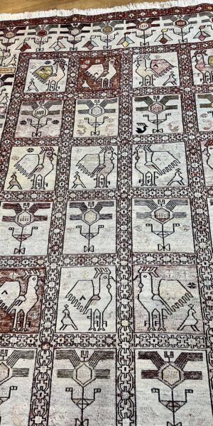Vintage Embroidered Silk Varni Kilim 190cm x 127cm